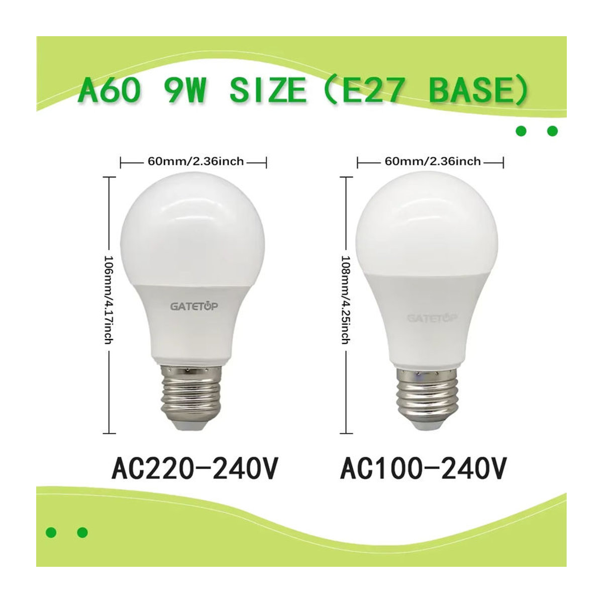 Gatetop LED Glühbirne E27 9W mit warmweißer Beleuchtung - Bild 1