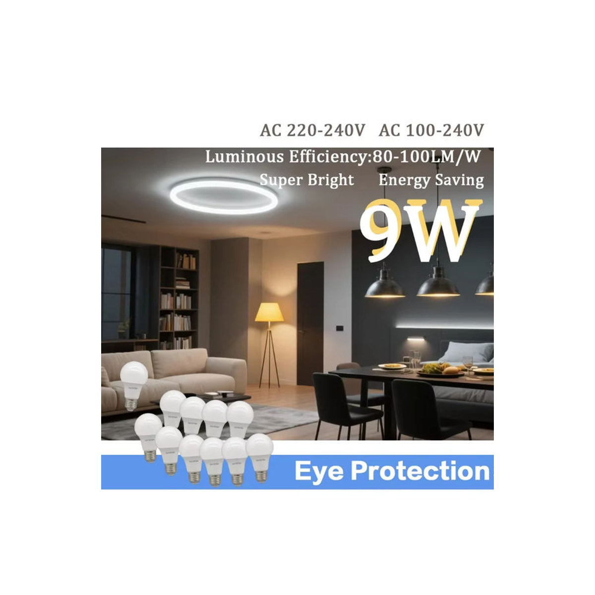 Gatetop LED Glühbirne E27 9W mit warmweißer Beleuchtung - Bild 3
