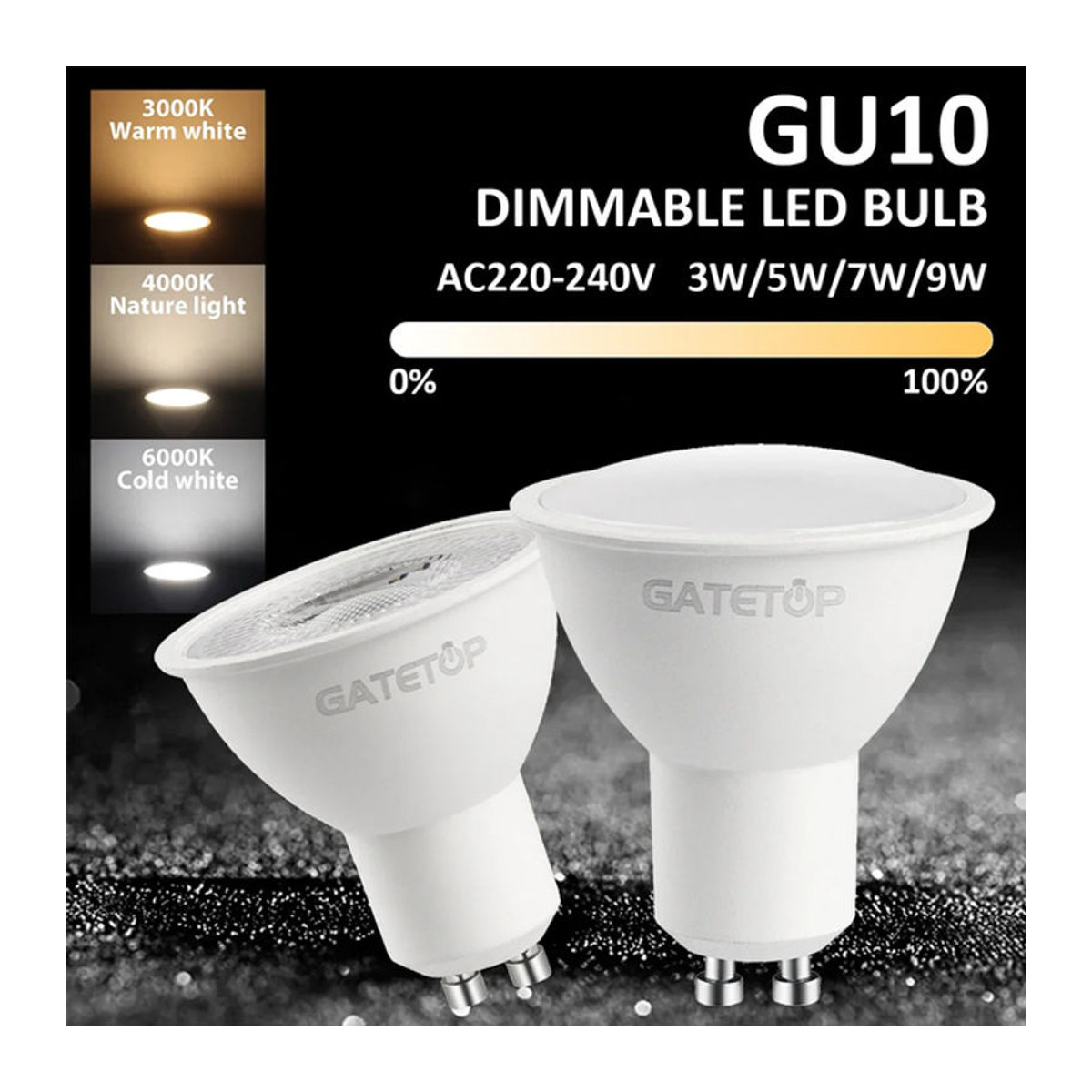 Gatetop LED GU10 Spot Glühbirnen dimmbar 50 W für Schienenbeleuchtung - Bild 1