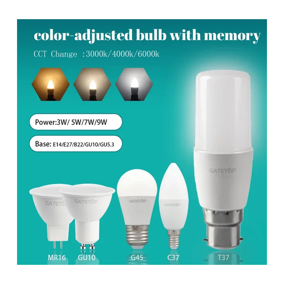 Gatetop LED Lampe GU10 MR16 Tricolor dimmbar mit Speicherfunktion 3000K 4000K 6000K 8er Set - Bild 1