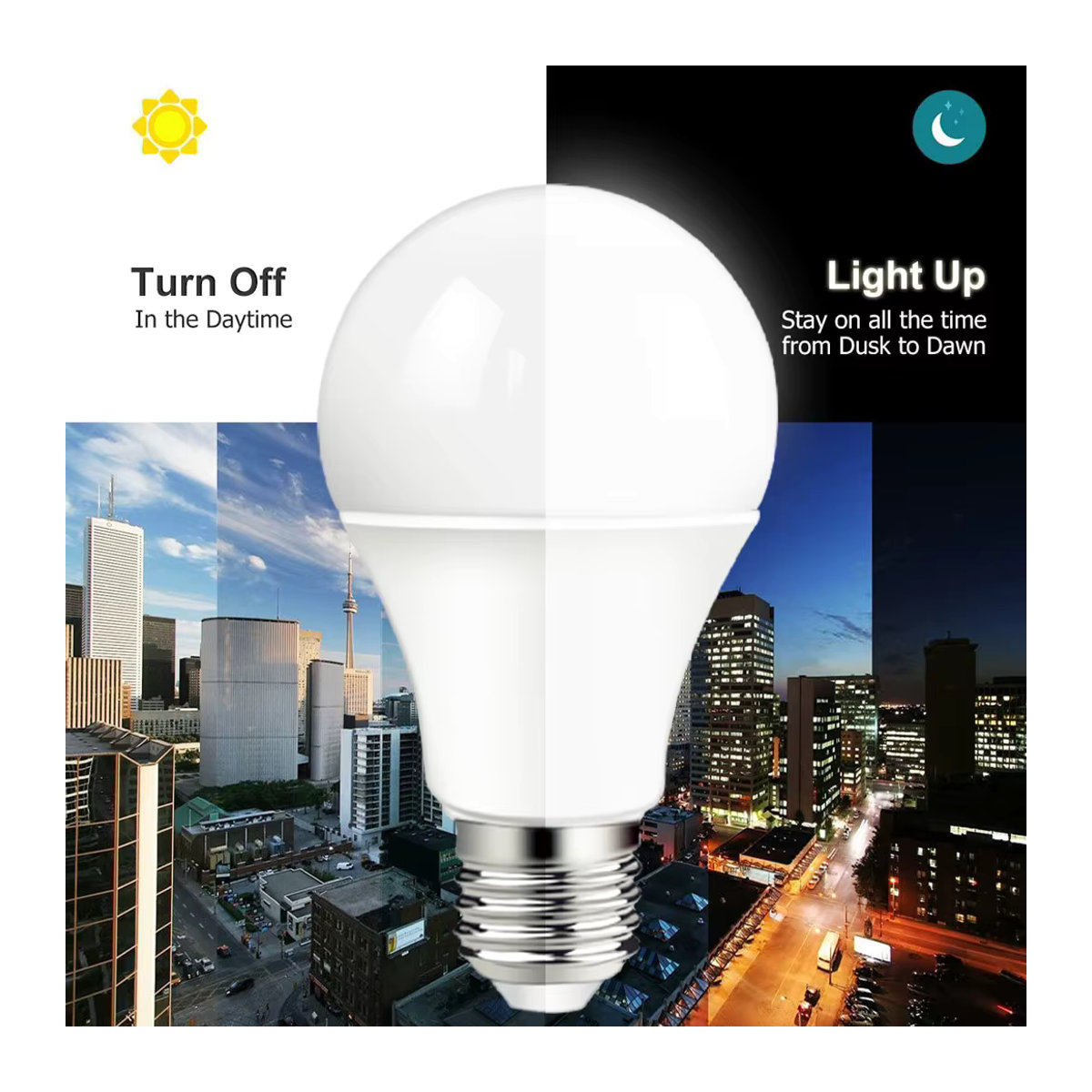 Gatetop LED Sensor Außenleuchte mit Dämmerungsschalter 10W E27 minimalistisch - Bild 3