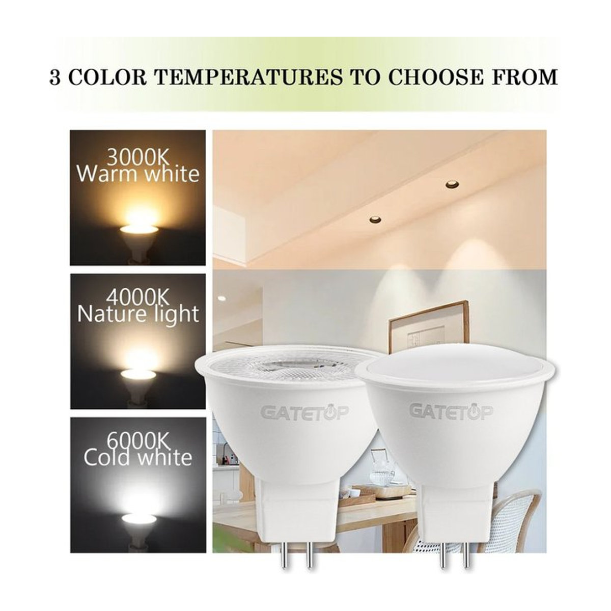Gatetop LED-Spotlicht MR16 GU5.3 7 W mit 700 lm, 10 Stück - Bild 1