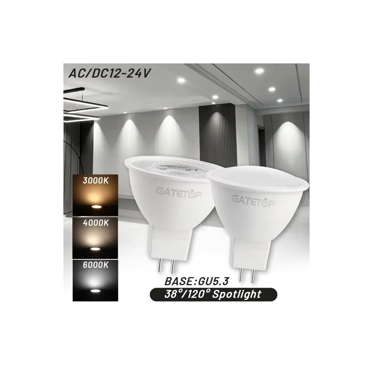 Gatetop LED-Spotlicht MR16 GU5.3 7 W mit 700 lm, 10 Stück - Bild 5