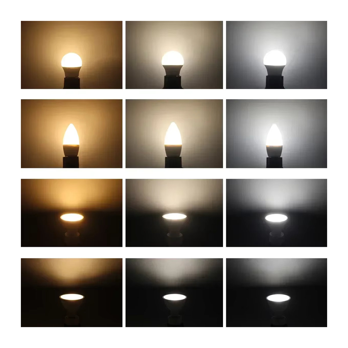 Gatetop Mini-LED-Lampen Set 4 Stück aus Aluminium in Kaltweiß für GU10 E27 B22 E14 Fassungen - Bild 3
