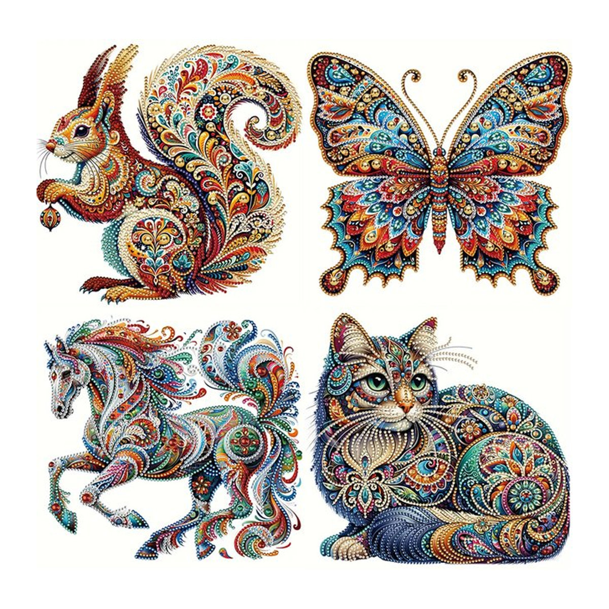 GATYZTORY 5D Diamantgemälde Set mit Tier-Motiven Schmetterling Kaninchen und Katze in Mehrfarbig mit teilweise speziell geformten Bohrern als DIY Diamant-Mosaik-Kunst - Bild 1