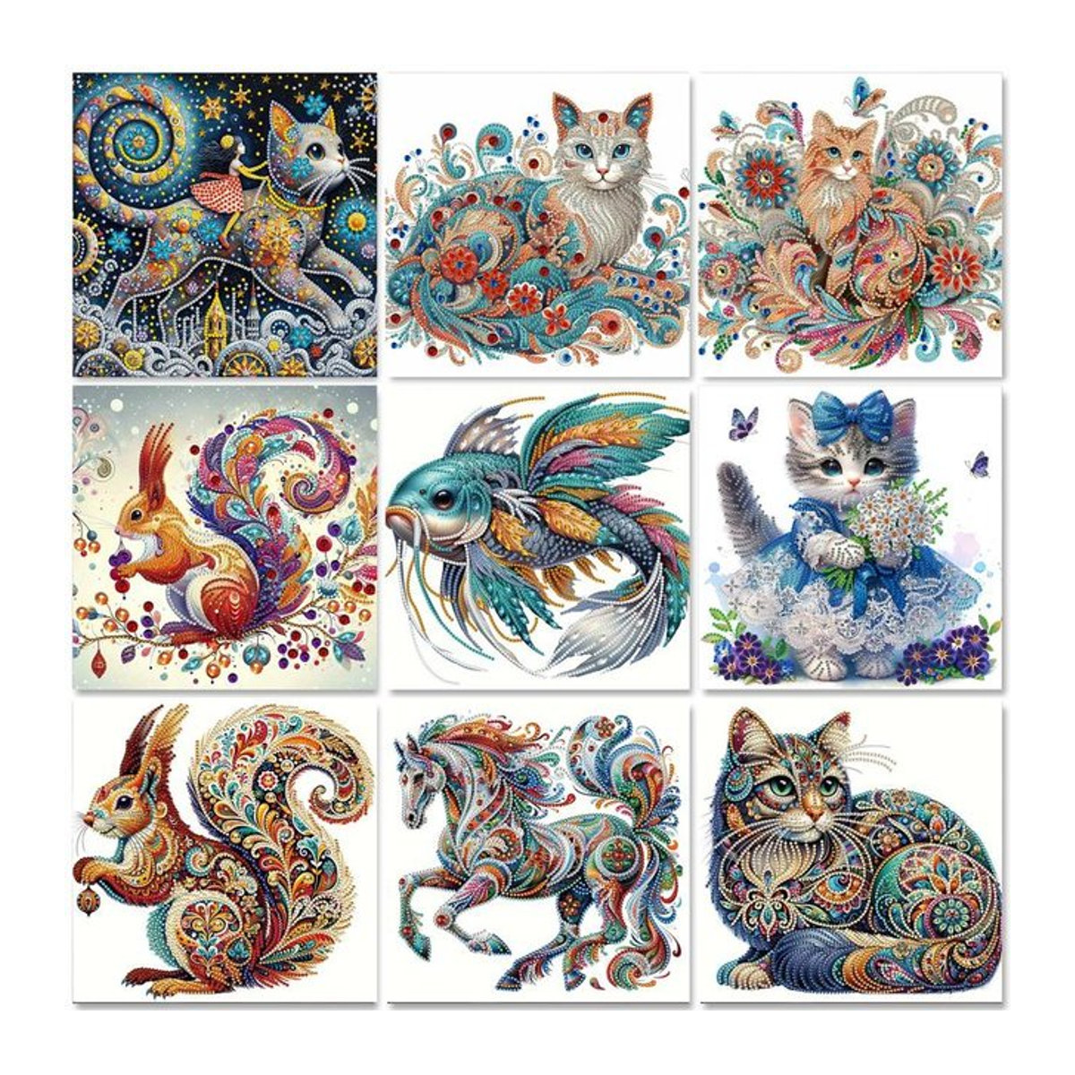 GATYZTORY 5D DIY Diamantmalerei Set mit Schmetterling und Katze in Gelb und Mehrfarbig mit teilweise speziell geformten Diamanten als Handgemachtes Diamant-Mosaik-Kunstset - Bild 1