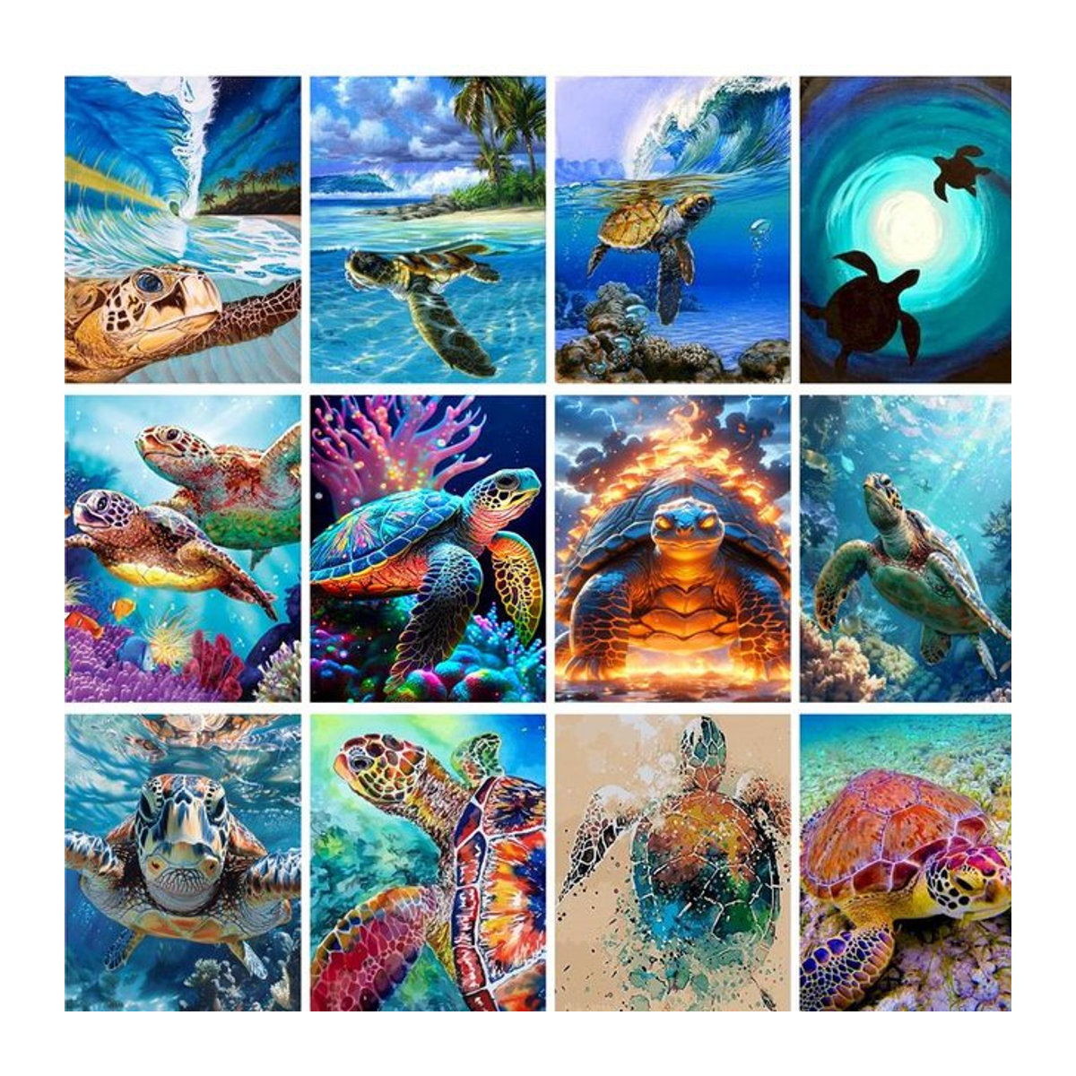 GATYZTORY Acrylfarbe nach Zahlen für Erwachsene mit Meeresschildkröte, mehrfarbiges Wandbild im maritimen Design, B: 40 cm, H: 50 cm - Bild 1