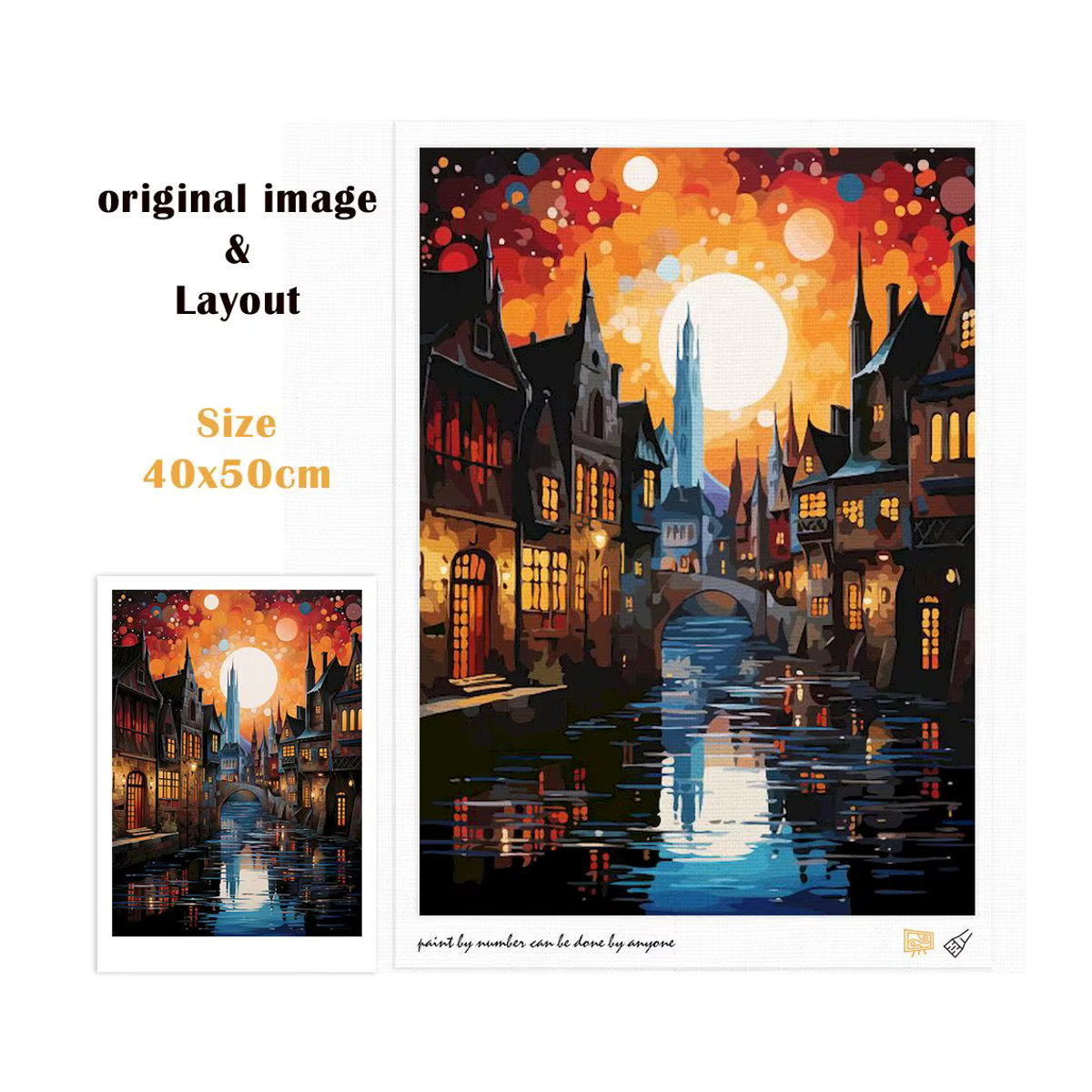 GATYZTORY Malen nach Zahlen Set Dark River Castle DIY Kunstwerk für Erwachsene in Mehrfarbig - Bild 2
