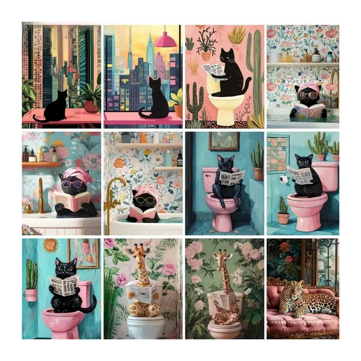 GATYZTORY Malen nach Zahlen Set Katze und Tiger als DIY Bild für deine Heimdekoration, B/H: 50 x 40 cm - Bild 2