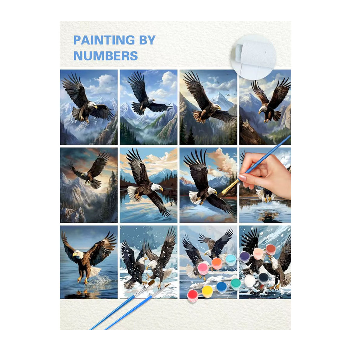 GATYZTORY Malen nach Zahlen Set mit Adler Motiv auf Leinwand und Acrylfarben in Mehrfarbig - Bild 3