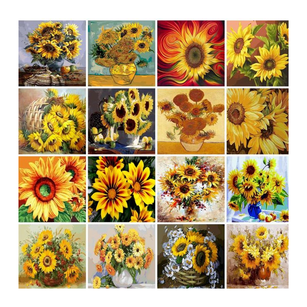 GATYZTORY Malen nach Zahlen Set Sonnenblumen Abstraktes Blumen Wandbild Mehrfarbig - Bild 1