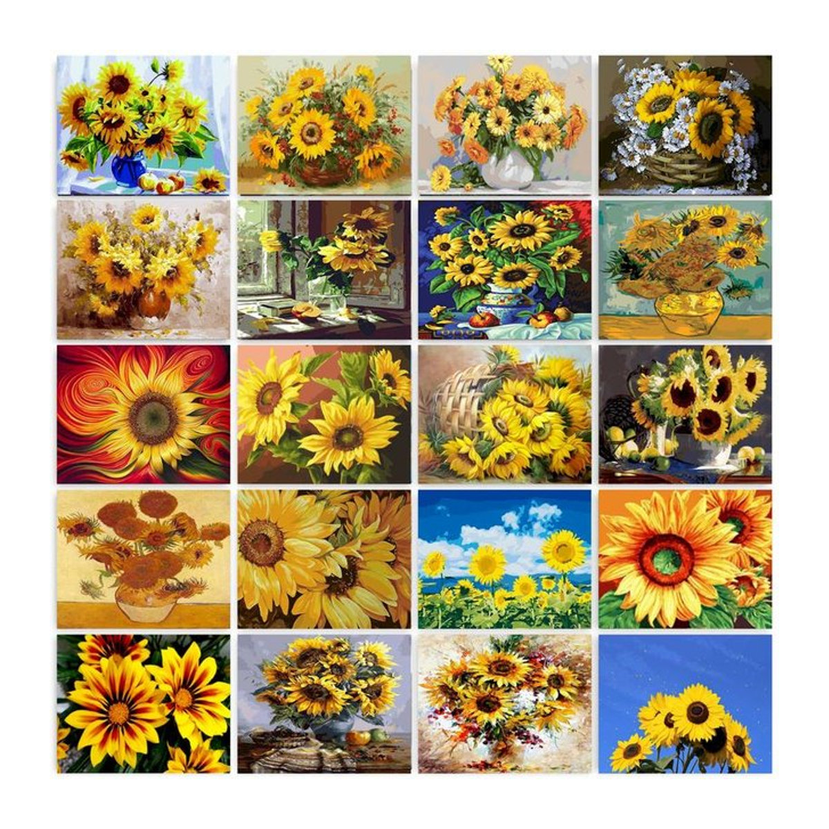 GATYZTORY Malen nach Zahlen Sonnenblume für Erwachsene, DIY Leinwand Set in Gelb und Schwarz, B: 60 cm, H: 75 cm - Bild 1