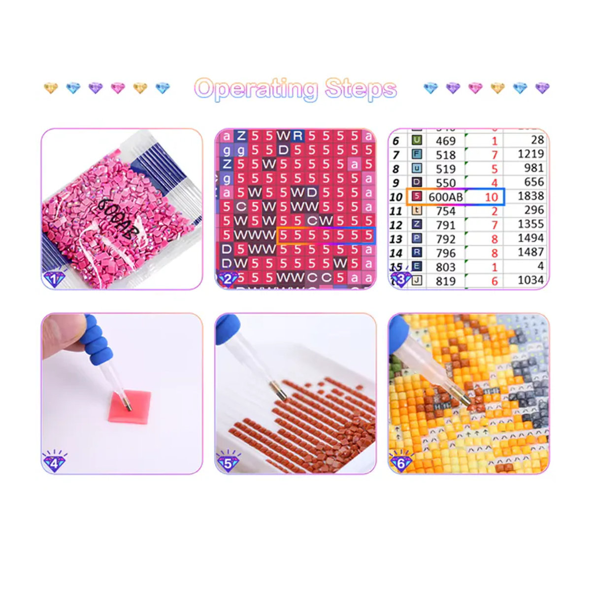 GATYZTORY Personalisierte AB Diamantmalerei als DIY Mosaik-Strass-Stickerei in Mehrfarbig - Bild 2