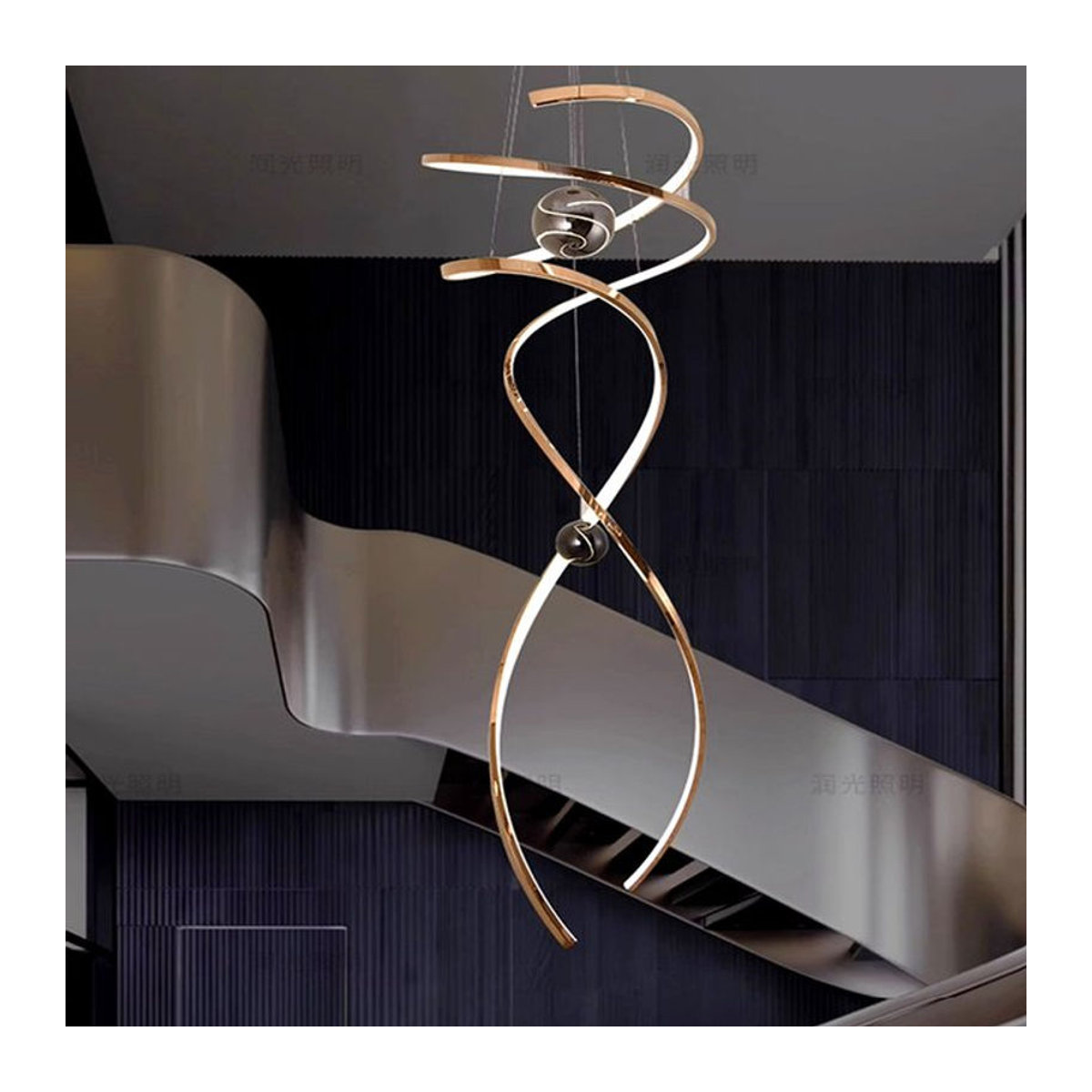 Gbbmade Moderne LED Pendelleuchte aus Metall für Wohnzimmer und Treppenhaus - Bild 1
