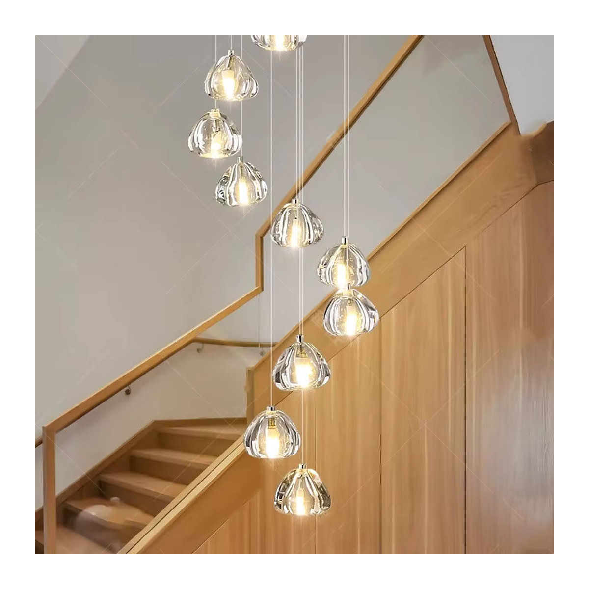 Gbbmade Moderner Kristall-Kronleuchter aus Glas für die Innenbeleuchtung in Wohnzimmer, Flur und Treppenhaus - Bild 5