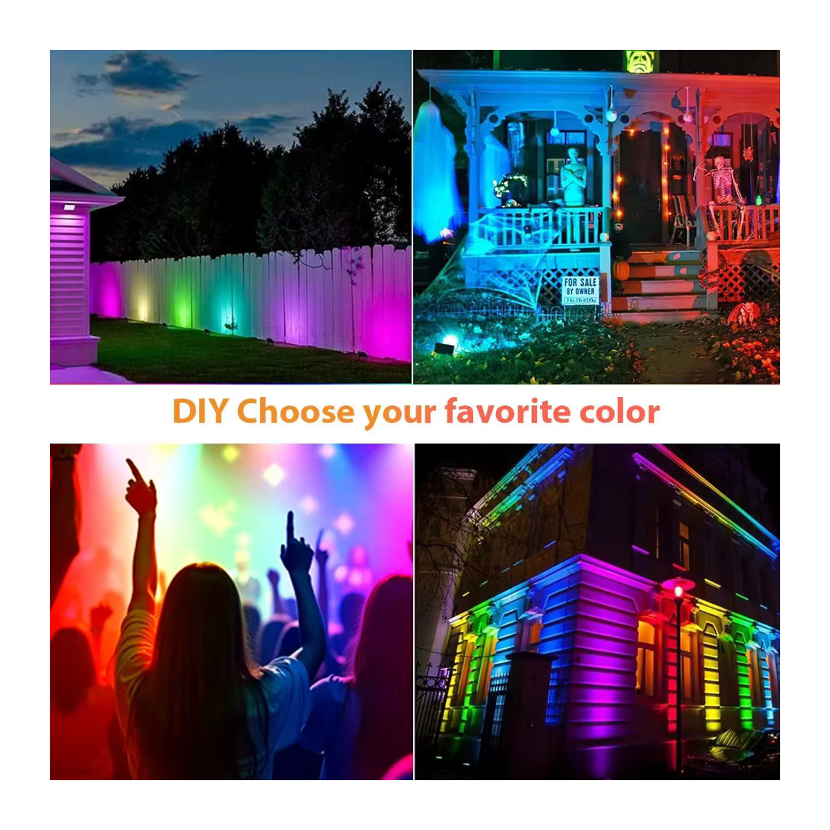 GBKOF RGB LED Außenstrahler Schwarz IP66 Wasserdicht mit Fernbedienung und Dimmfunktion 100W - Bild 6