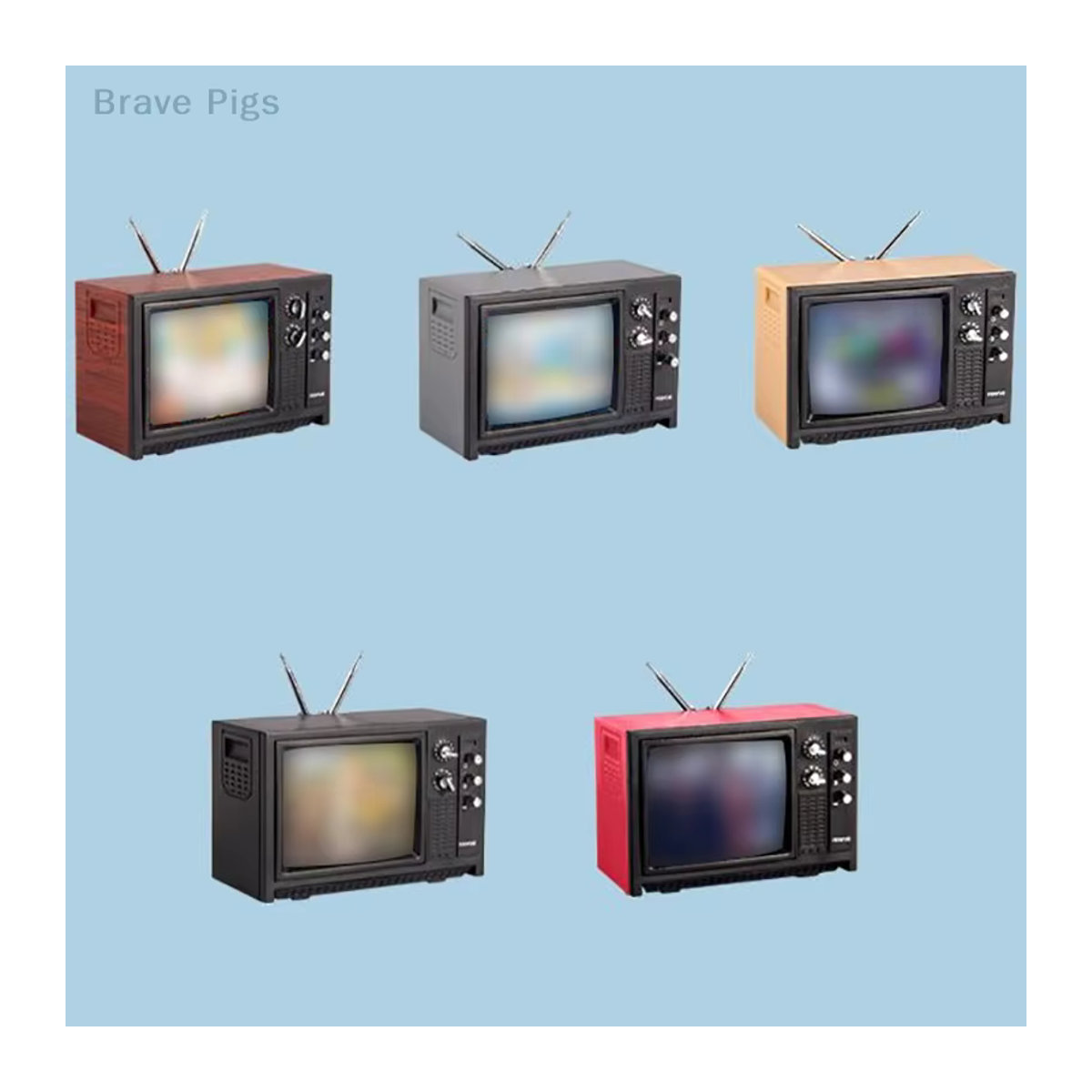 GCDHome Mini Retro TV Miniatur Ornament in Beige aus Kunststoff, B/T/H: 5,7 x 2,4 x 3,4 cm - Bild 4