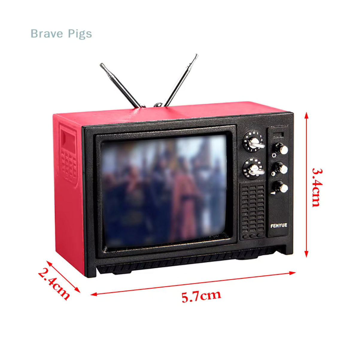 GCDHome Mini Retro TV Miniatur Ornament in Beige aus Kunststoff, B/T/H: 5,7 x 2,4 x 3,4 cm - Bild 5