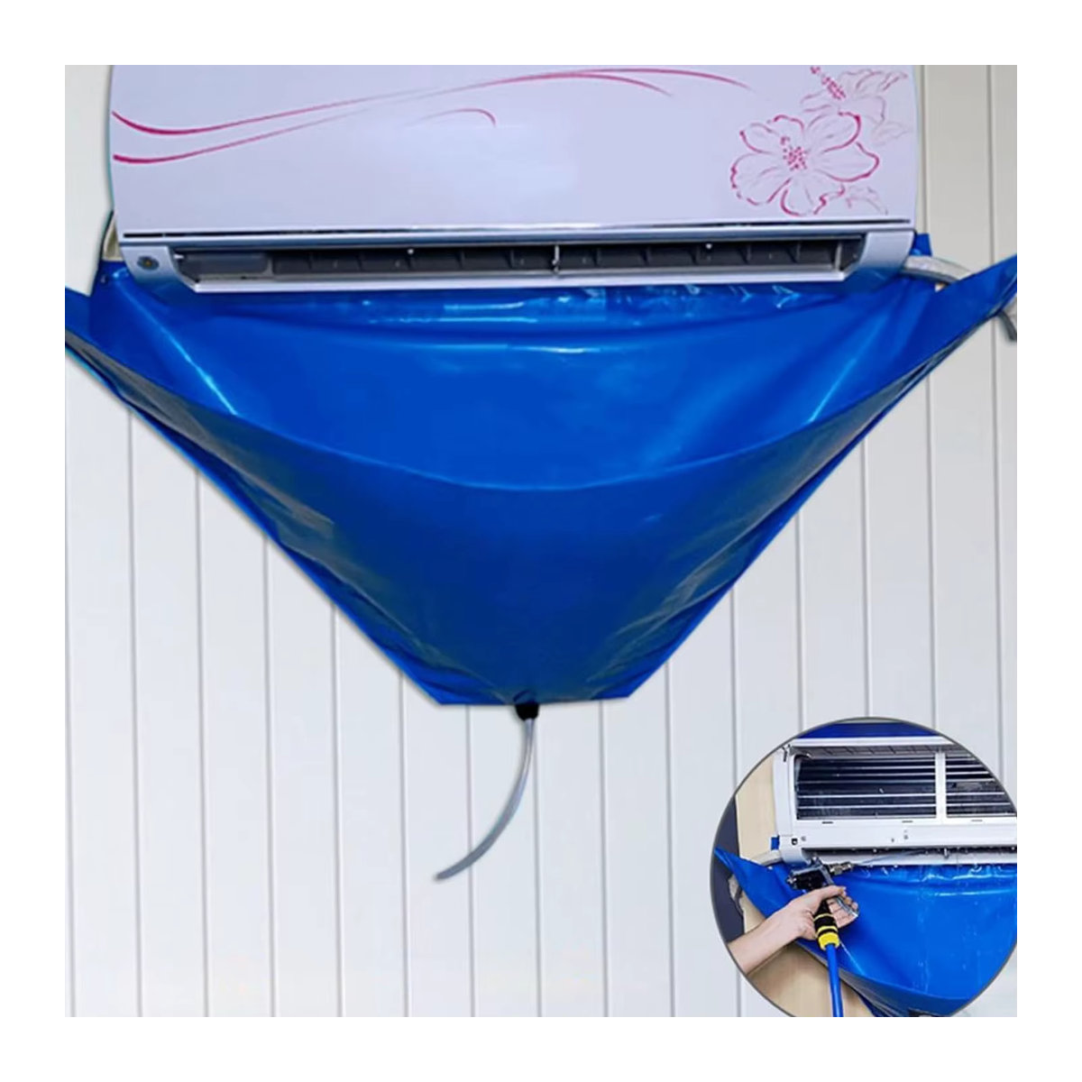 Gdktg Sommer-Reinigungsabdeckung für Klimaanlagen in Blau, wiederverwendbares Sprinkler-Reiniger-Set mit Wasserbeutel und Bürste - Bild 2