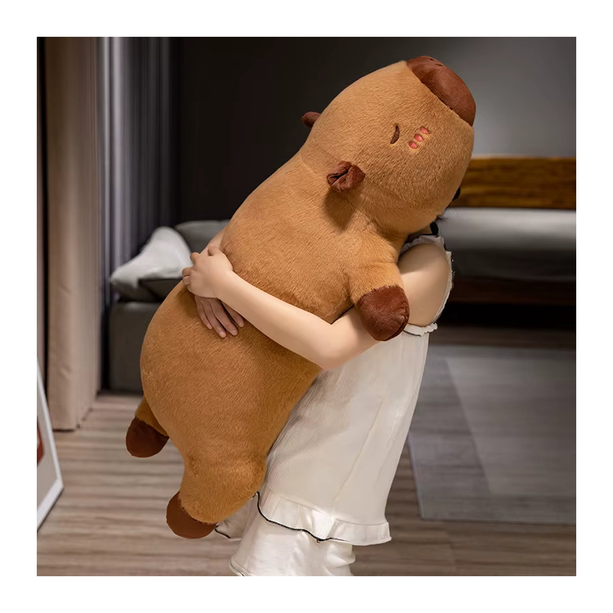 GDzaccly Capybara Cartoon Kissen in Braun, langes Streifen-Kissen für Beine und zum Schlafen, 60-100 cm lang - Bild 3