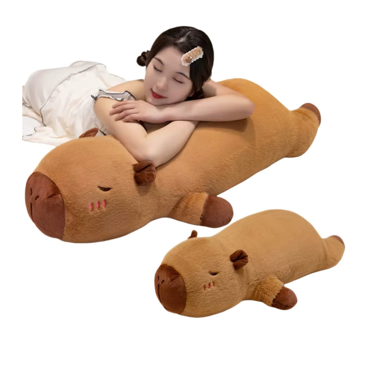 GDzaccly Capybara Cartoon Kissen in Braun, langes Streifen-Kissen für Beine und zum Schlafen, 60-100 cm lang - Bild 6