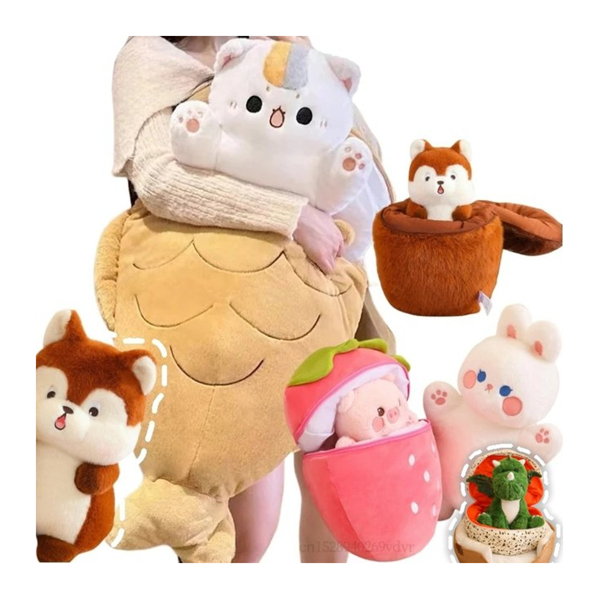 GDzaccly Kawaii Taiyaki Plüschtier Kissen in Rosa und Beige, 80 cm Breite - Bild 1