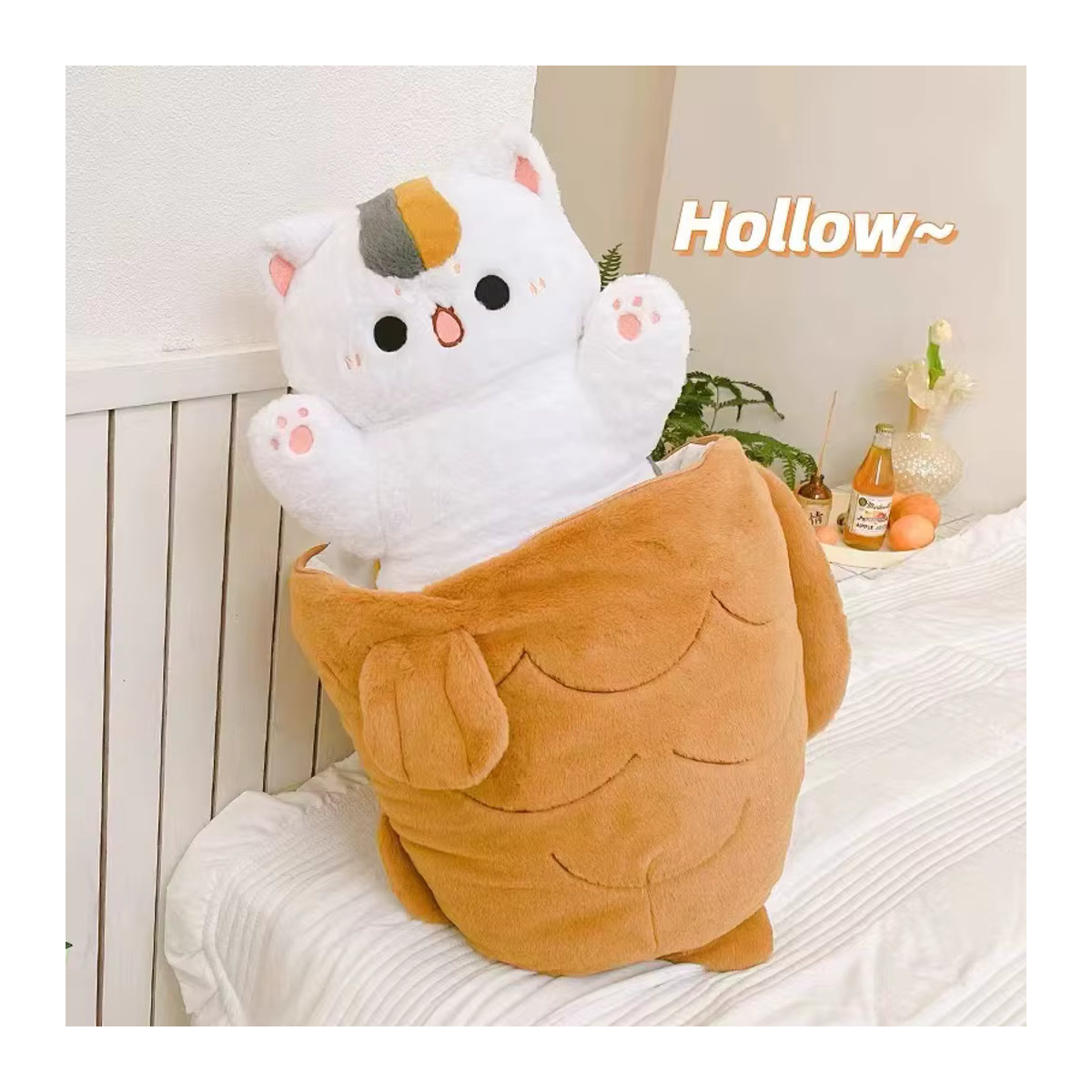 GDzaccly Kawaii Taiyaki Plüschtier Kissen in Rosa und Beige, 80 cm Breite - Bild 5