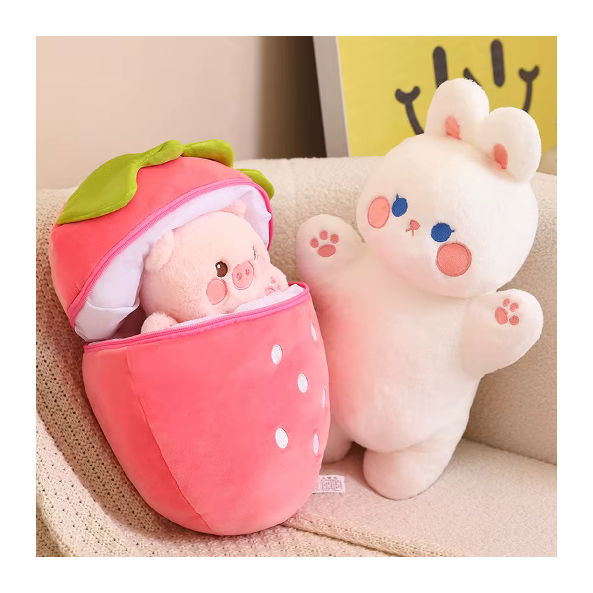 GDzaccly Kawaii Taiyaki Plüschtier Kissen in Rosa und Beige, 80 cm Breite - Bild 6