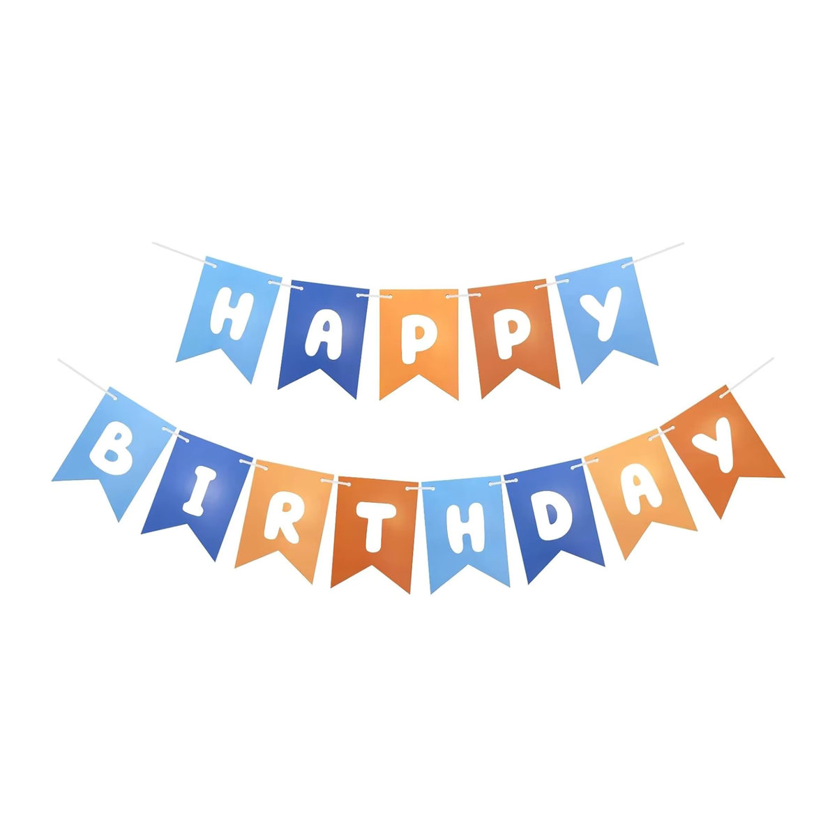 Geburtstags-Wimpelbanner für Kinder in Blau und Orange mit Alles Gute zum Geburtstag Aufdruck aus Papier - Bild 7