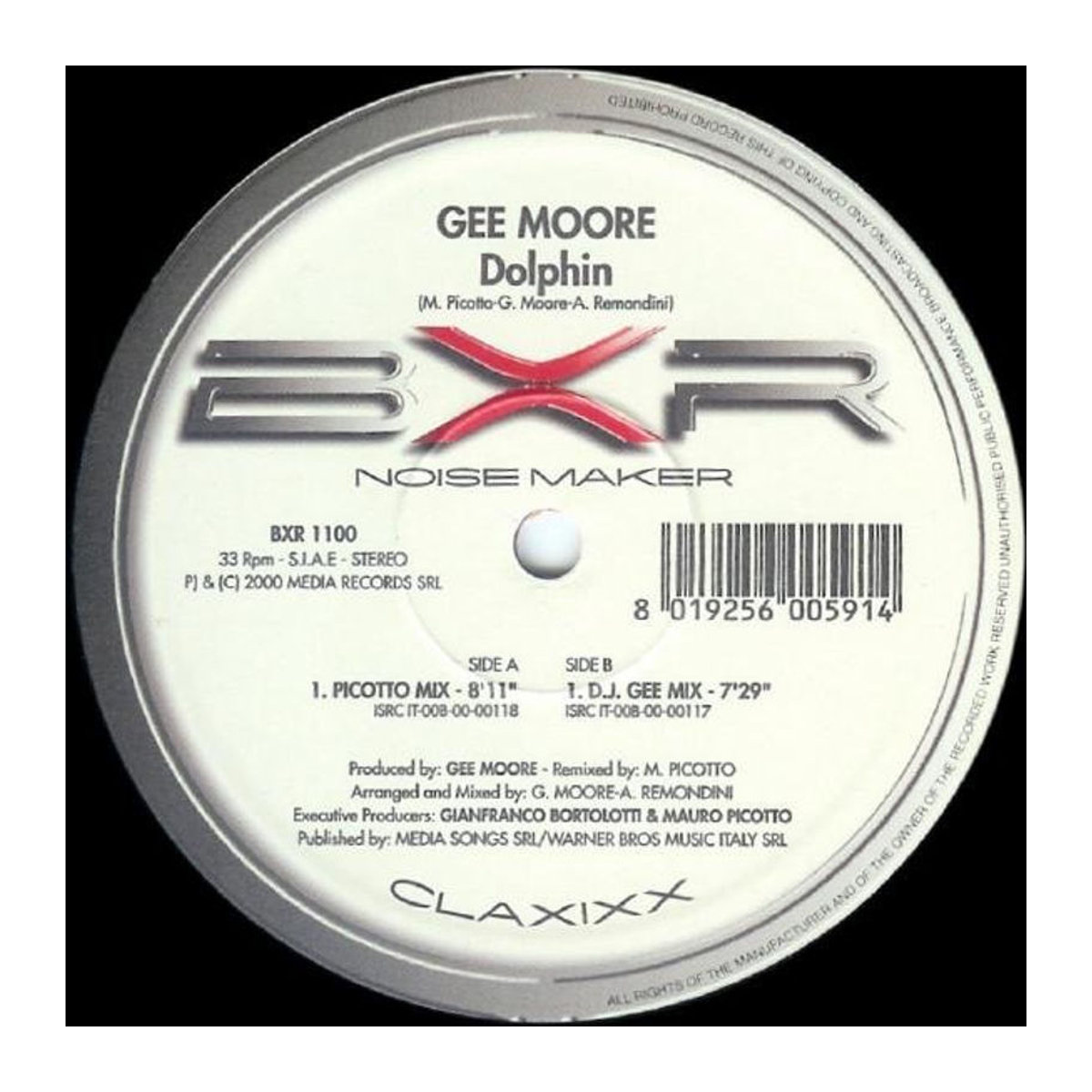 GEE MOORE Dolphin BXR1100 BXR 2000 Italien Dance & Electronica 12-Zoll Schallplatte in Weiß, Durchmesser: 30,48 cm - Bild 1