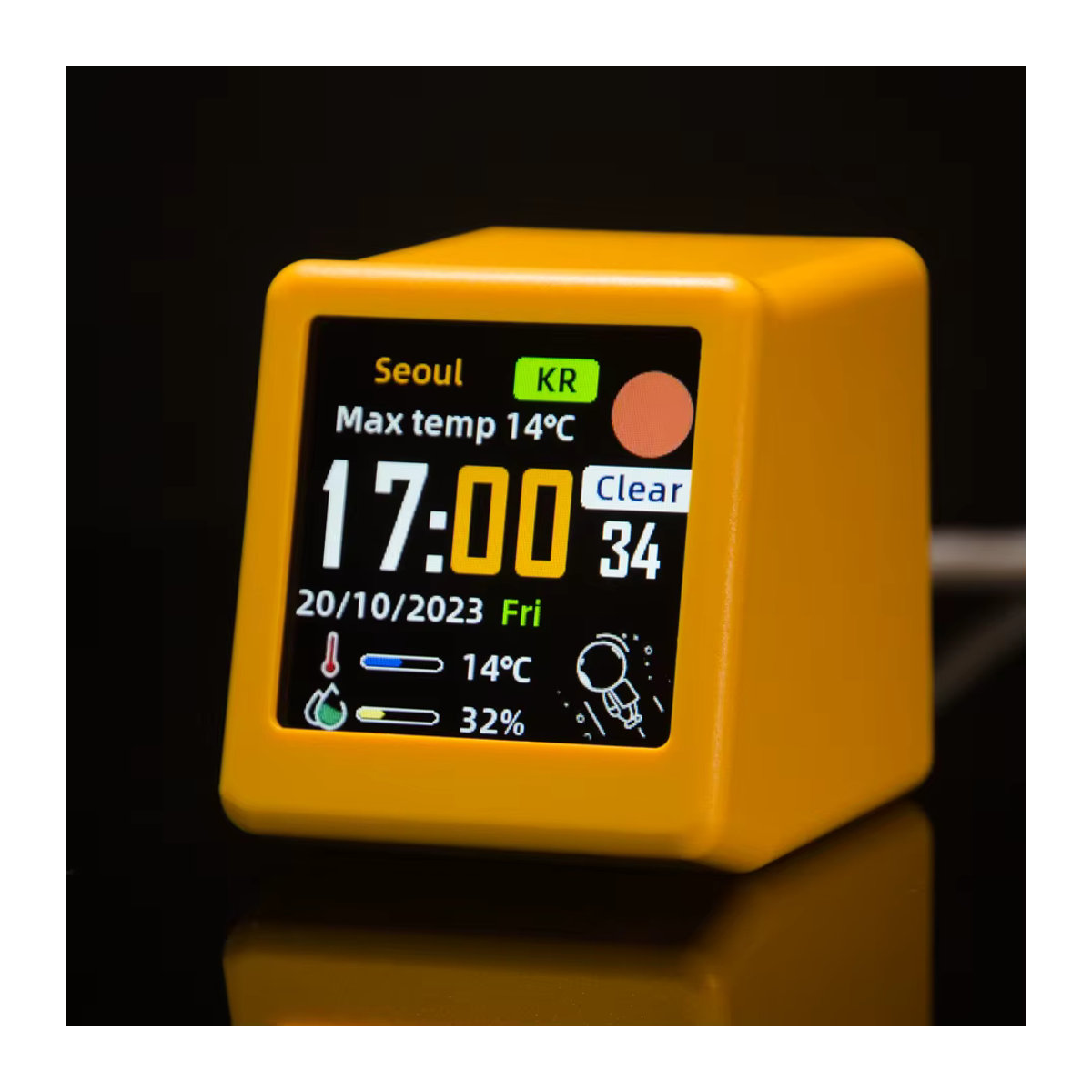 GEEKMAGIC Intelligente WIFI-Wettervorhersage-Station in Mini-Größe mit GIF-Animationen und elektronischem Album, Weiß und Gelb - Bild 1