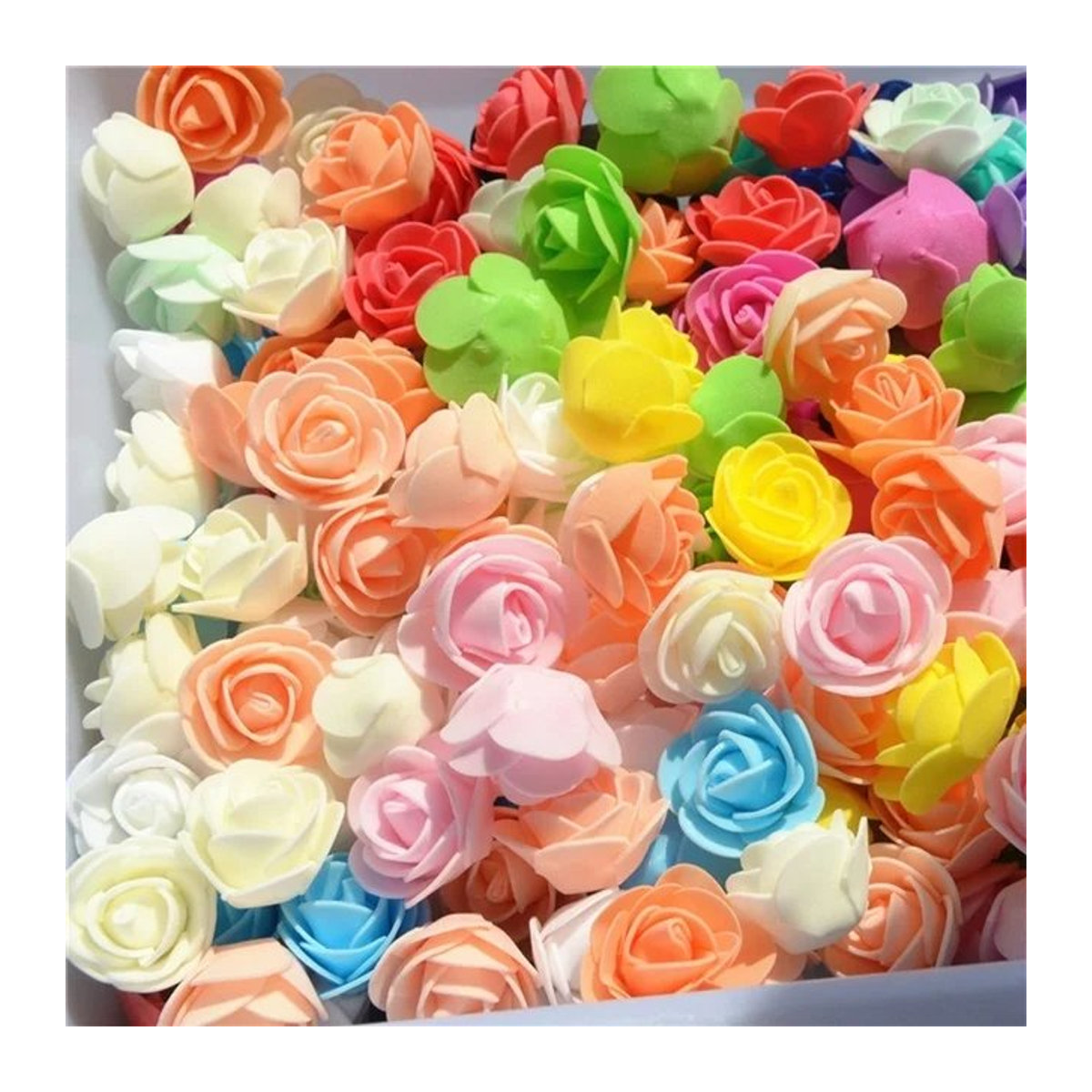 gEIAN Mini PE Schaum Rosen Blumenköpfe künstlich für DIY Dekoration, mehrfarbig und orange, Durchmesser: 3 cm - Bild 1