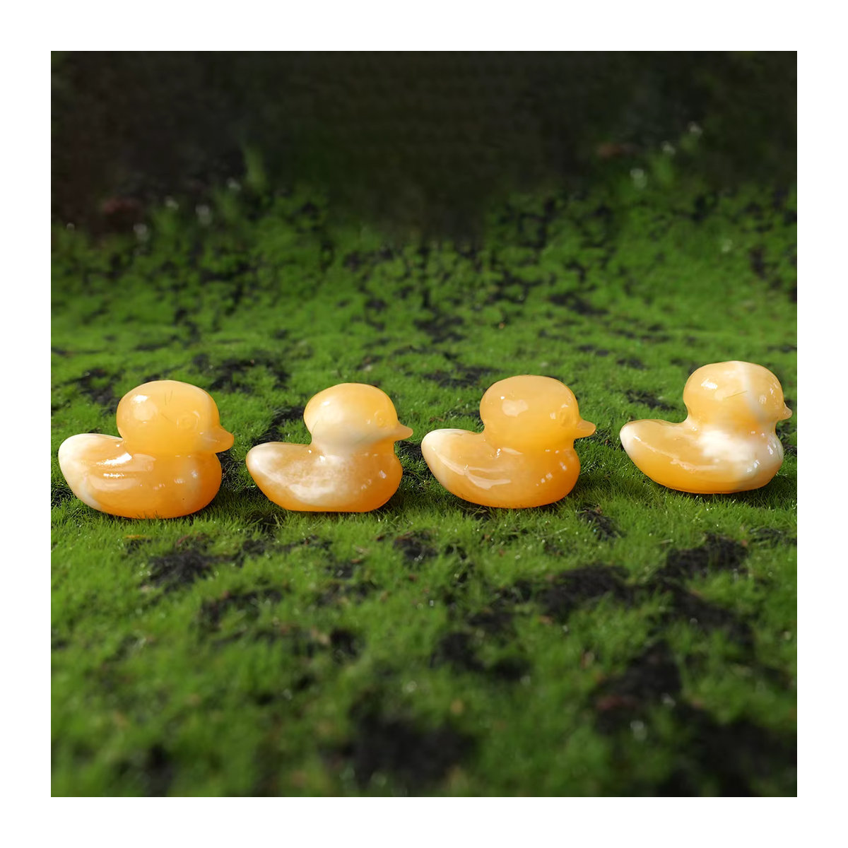 Gelbe Ente aus natürlichem Calcit-Kristall als dekoratives Stein-Ornament für deinen Schreibtisch - Bild 3