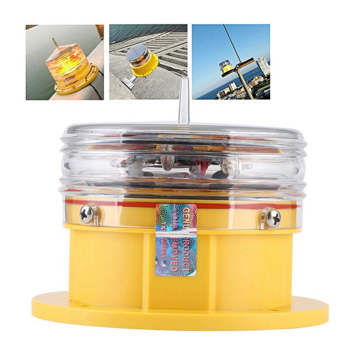 Gelbe LED Solarleuchte IP68 wasserdicht mit 360 Grad Beleuchtung für Schiffe und Marine-Anwendungen - Bild 1