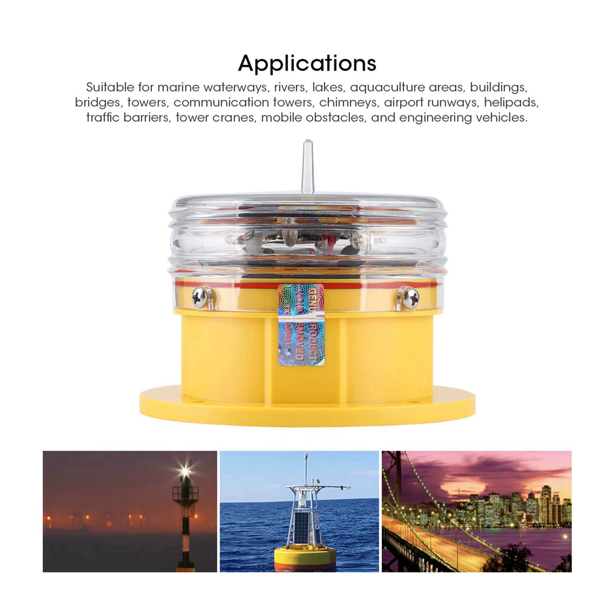 Gelbe LED Solarleuchte IP68 wasserdicht mit 360 Grad Beleuchtung für Schiffe und Marine-Anwendungen - Bild 3