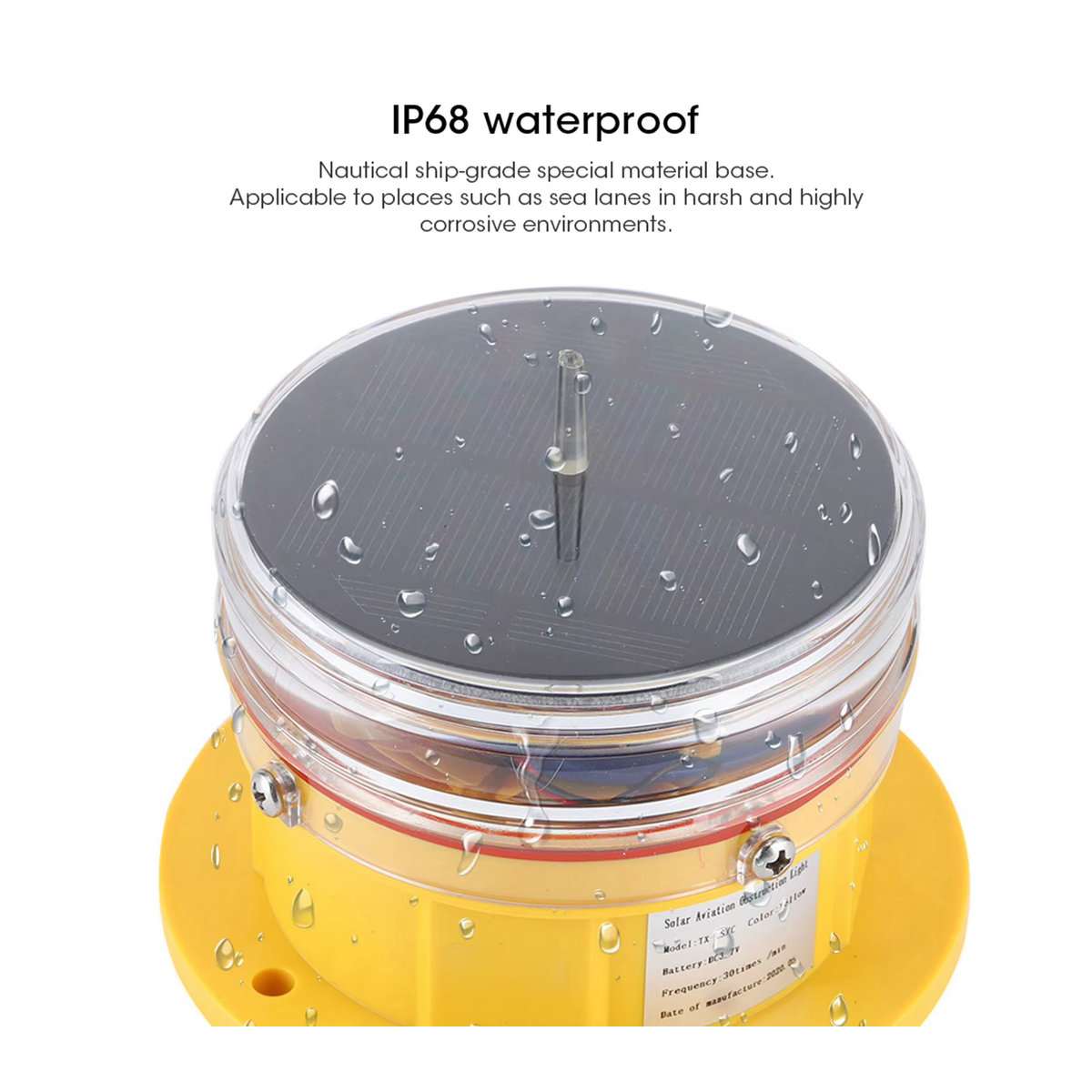 Gelbe LED Solarleuchte IP68 wasserdicht mit 360 Grad Beleuchtung für Schiffe und Marine-Anwendungen - Bild 4