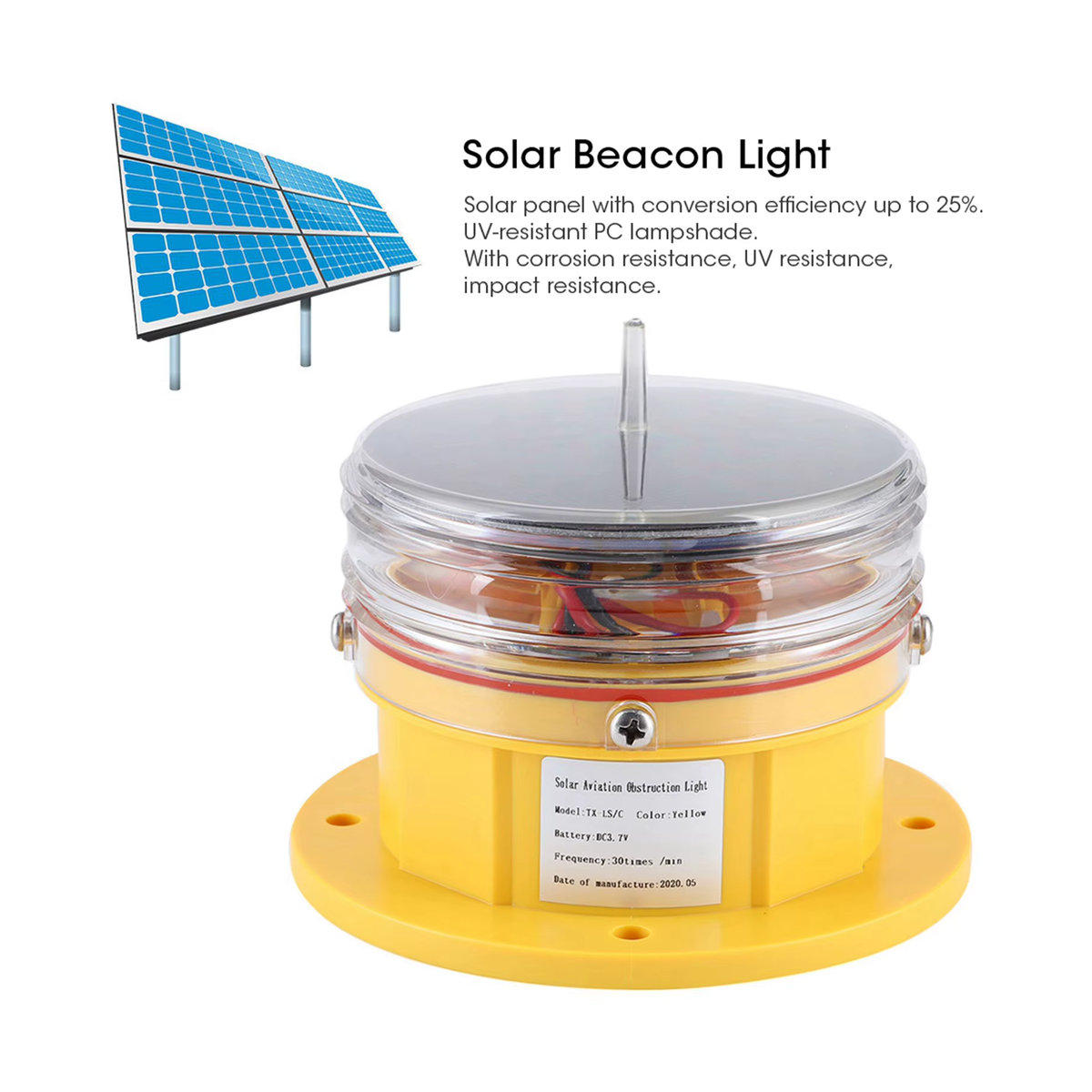 Gelbe LED Solarleuchte IP68 wasserdicht mit 360 Grad Beleuchtung für Schiffe und Marine-Anwendungen - Bild 5