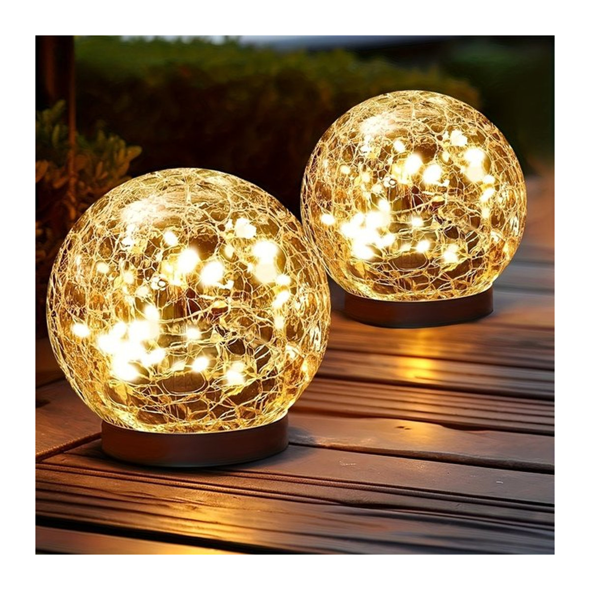 Gelbe Solar-Kugelleuchten aus rissigem Glas mit LED für die Garten- und Terrassendekoration - Bild 1