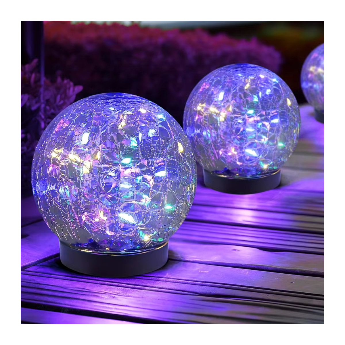 Gelbe Solar-Kugelleuchten aus rissigem Glas mit LED für die Garten- und Terrassendekoration - Bild 3