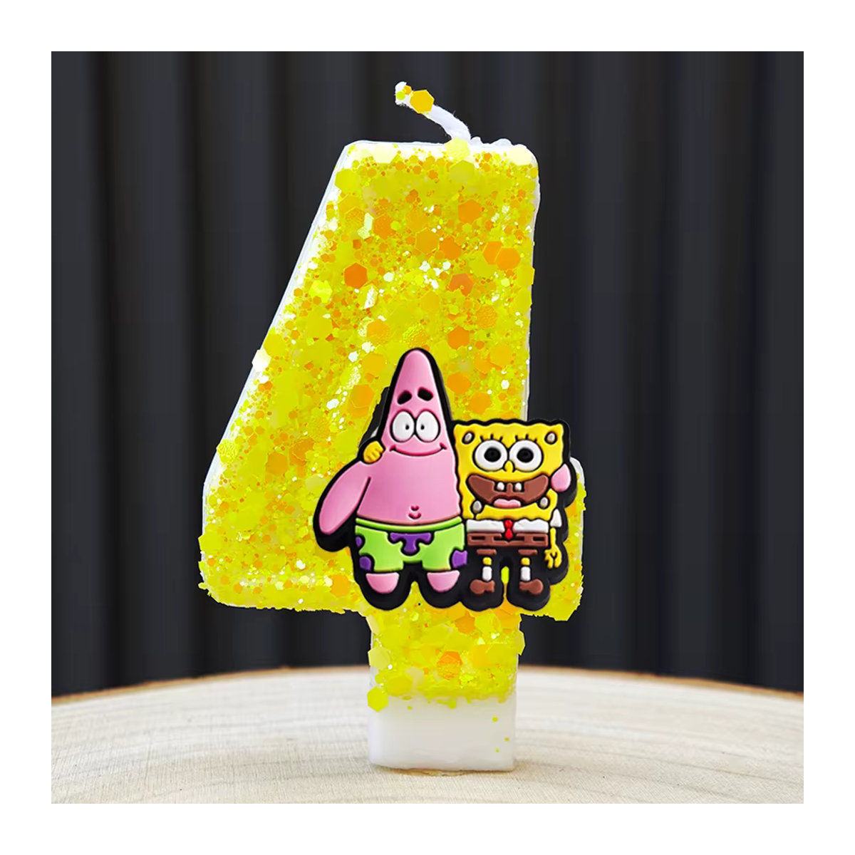 Gelbe SpongeBob Figurenkerze aus Wachs für Kindergeburtstage und Tortendekoration - Bild 2