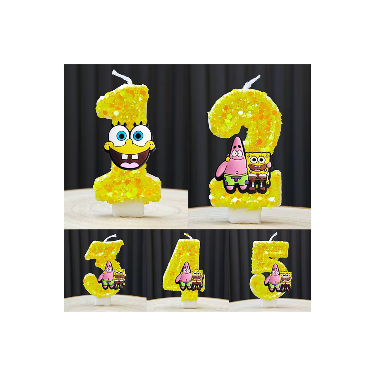 Gelbe SpongeBob Figurenkerze aus Wachs für Kindergeburtstage und Tortendekoration - Bild 3