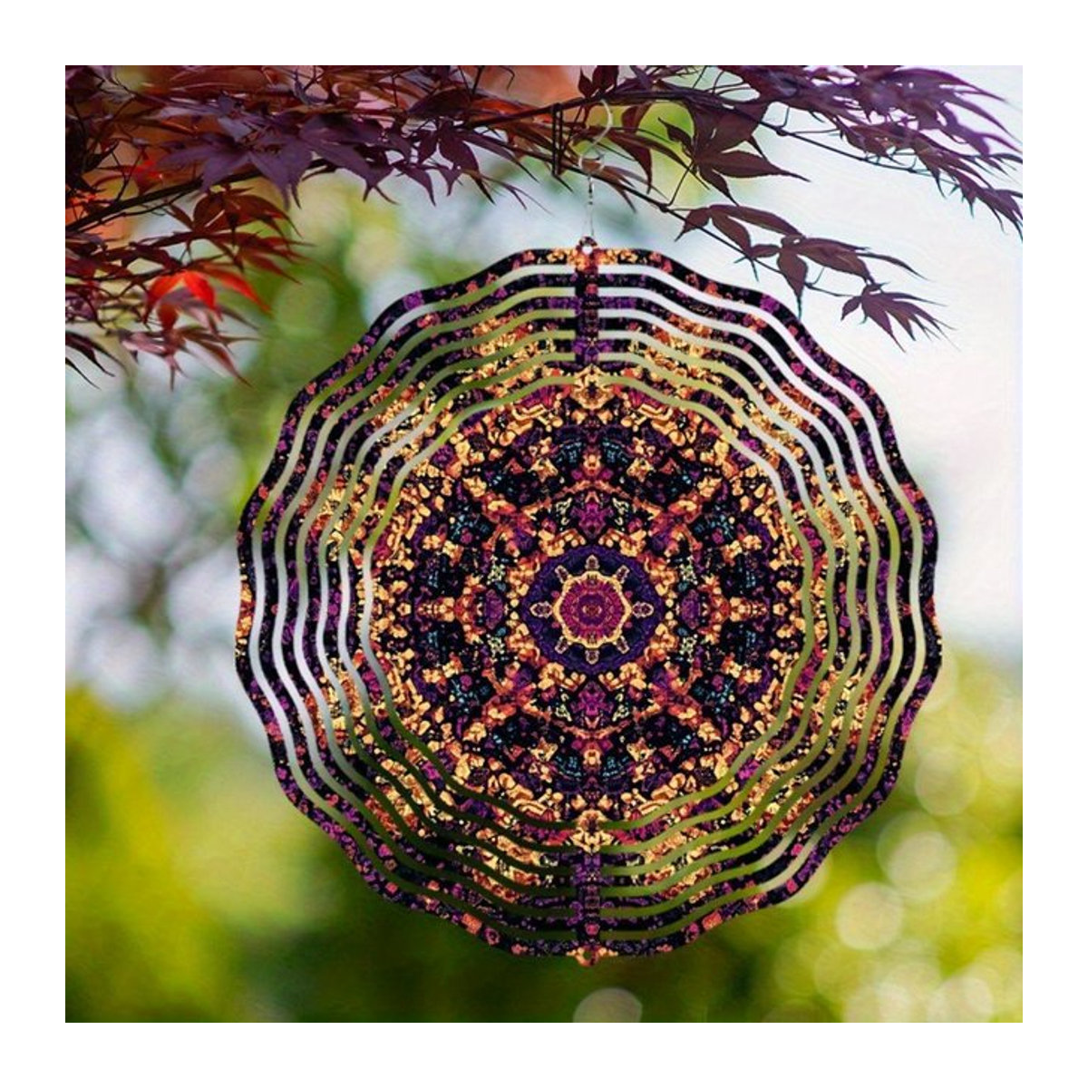 Gelbes Mandala Windspiel aus Metall von CIFBUY mit geometrischem Design für Garten und Terrasse - Bild 1