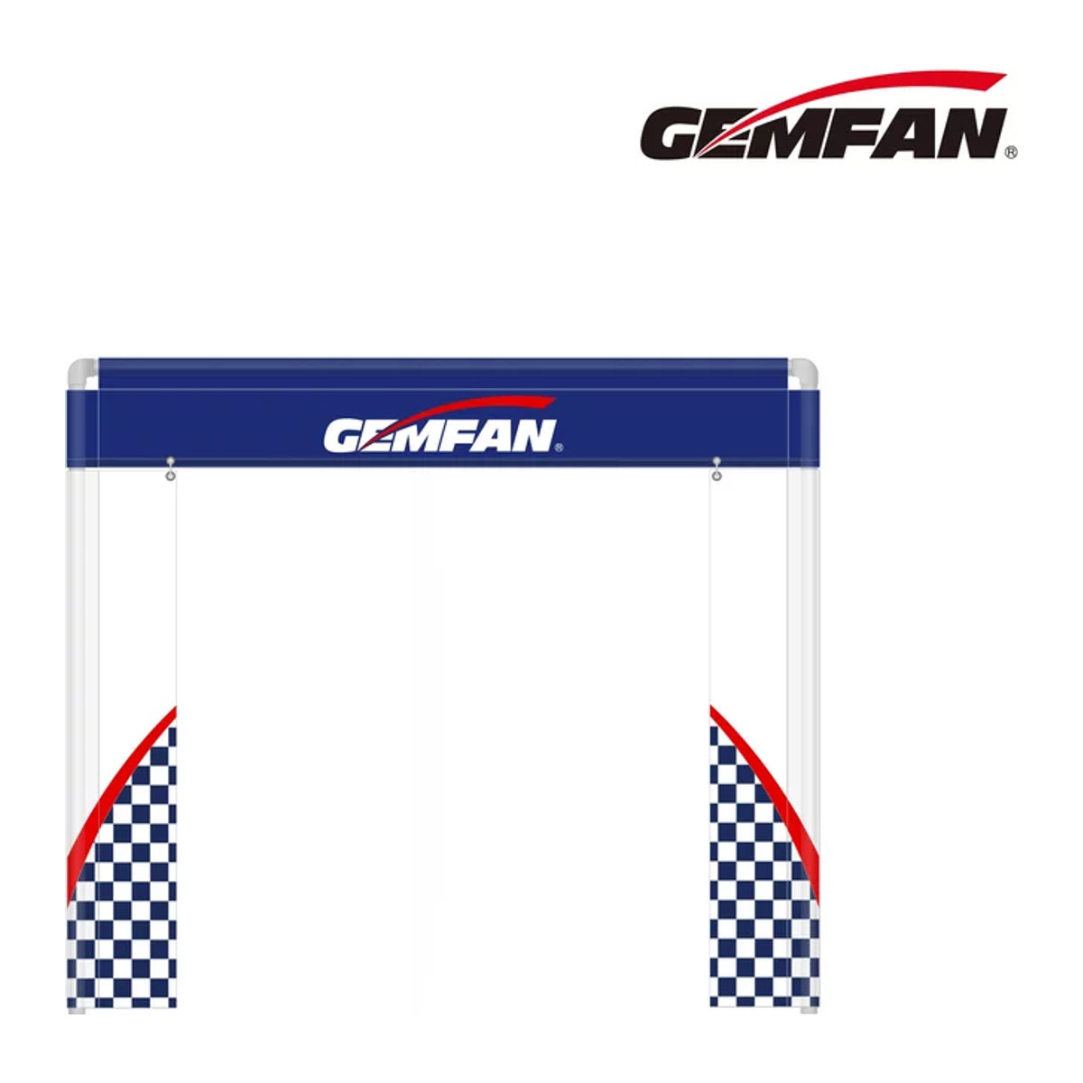 Gemfan FPV Race Gate Textil mit Checkered-Design in Rot und Blau, B/H: 213 x 183 cm - Bild 1
