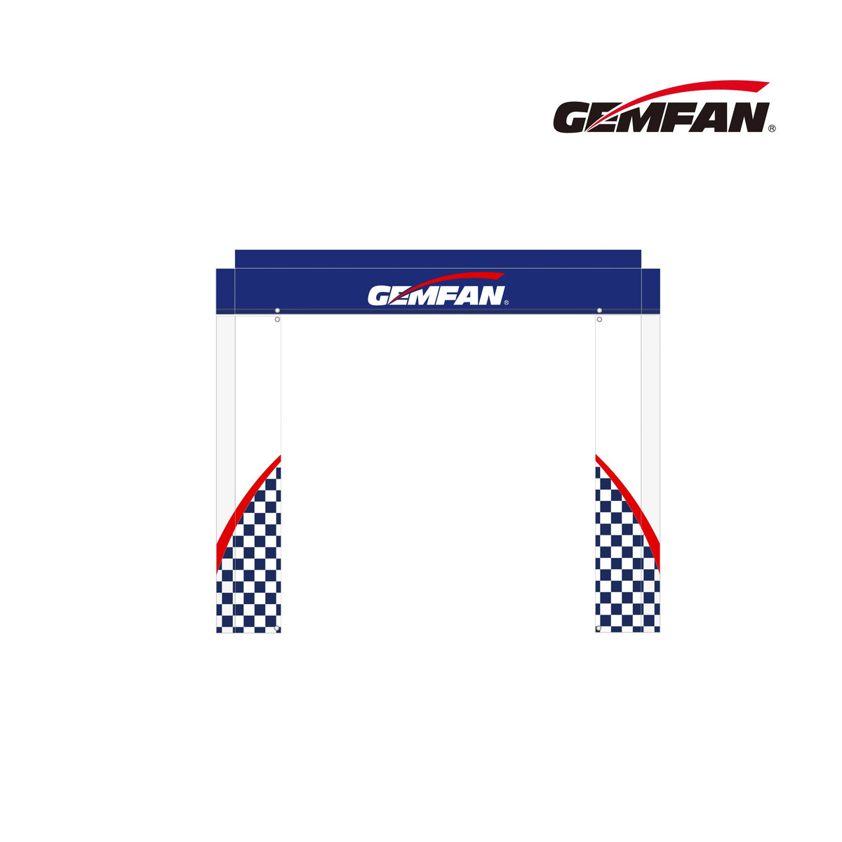 Gemfan FPV Race Gate Textil mit Checkered-Design in Rot und Blau, B/H: 213 x 183 cm - Bild 2