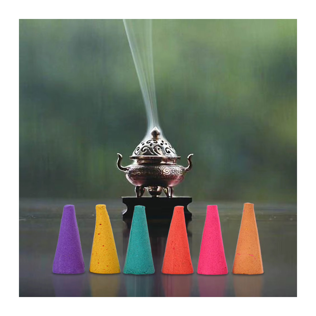 Gemischte Rückfluss-Weihrauchkegel für Aromatherapie und Yoga, 60 Stück, Mehrfarbig - Bild 3