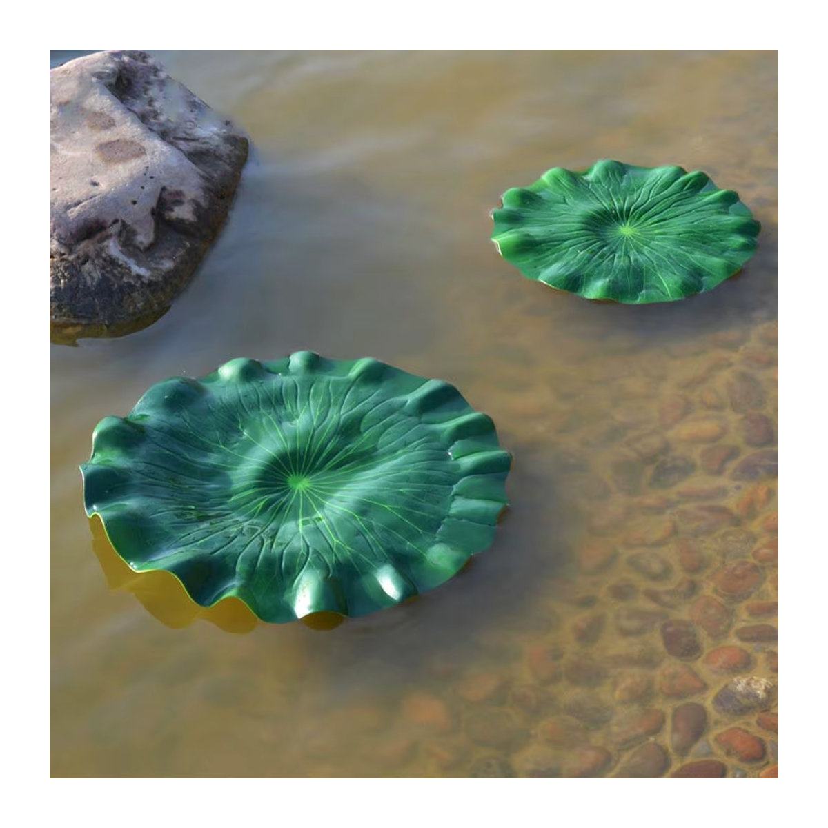 Genenic Künstliche Lotusblätter in Grün für Teichlandschaftsgestaltung und Aquarium-Dekoration - Bild 2