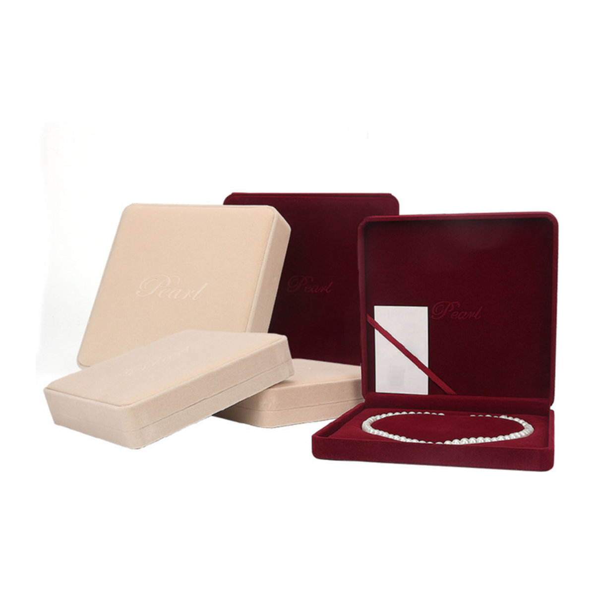 Genenic Schmuckset aus Samt in Beige zur Aufbewahrung von Halsketten und Ohrringen als klassische Schmuckschatulle - Bild 1
