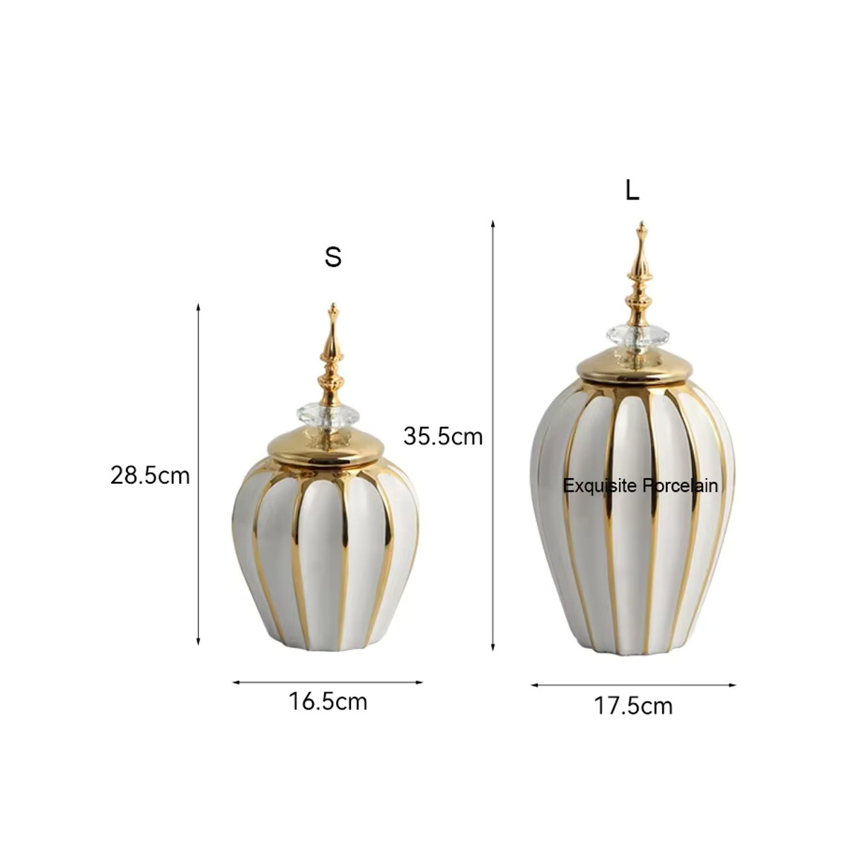 General's Keramikvase in Weiß mit Streifen-Design, Orientalische Dekoration und Vorratsglas aus Glas und Keramik, Rund - Bild 6