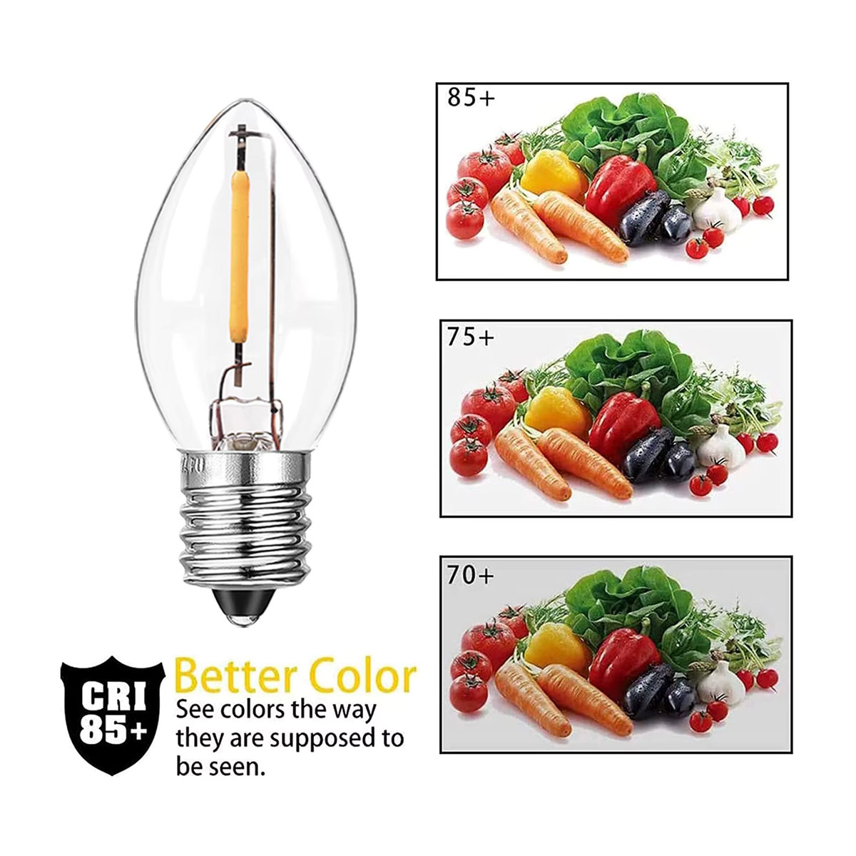 Genixgreen 6er-Pack C7-Kandelaber-LED-Glühbirnen E14 in Warmweiß im Retro-Design - Bild 4