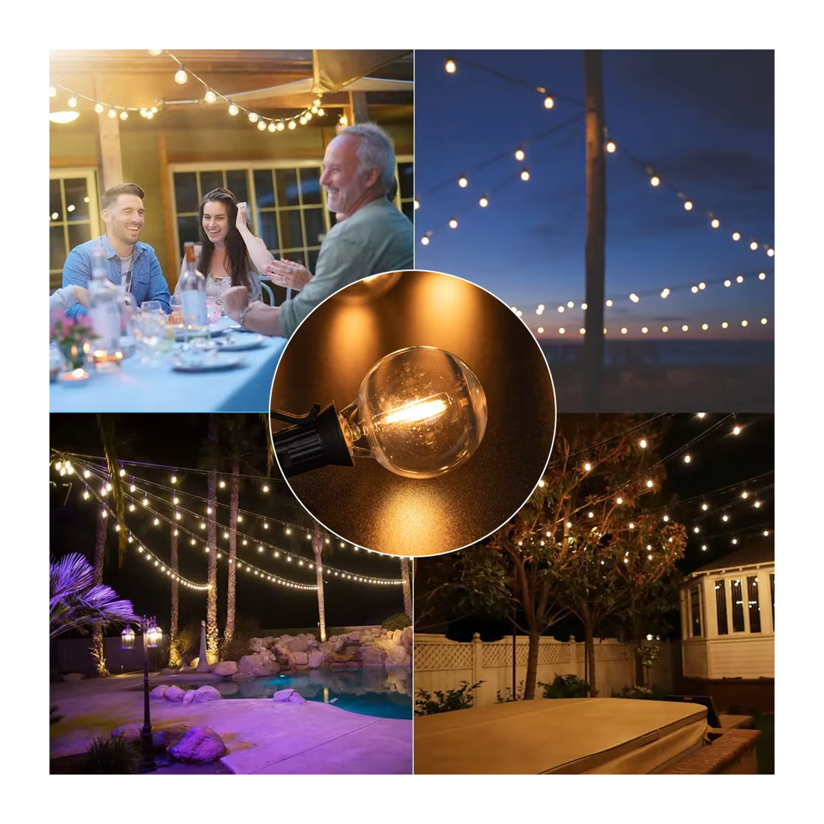 Genixgreen G40 LED-Glühbirne E12 Sockel warmweiß 2700K aus bruchsicherem Kunststoff für Solar-Lichterketten - Bild 5